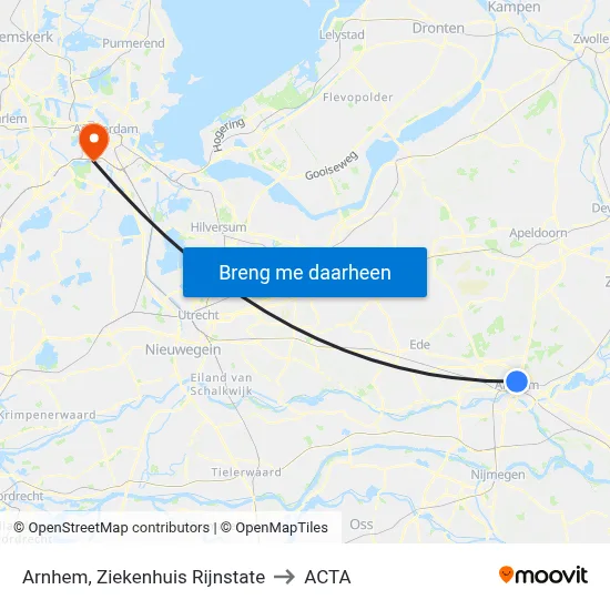 Arnhem, Ziekenhuis Rijnstate to ACTA map