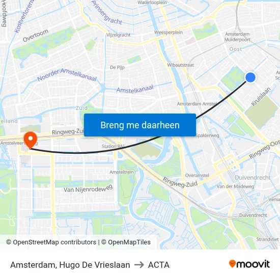 Amsterdam, Hugo De Vrieslaan to ACTA map