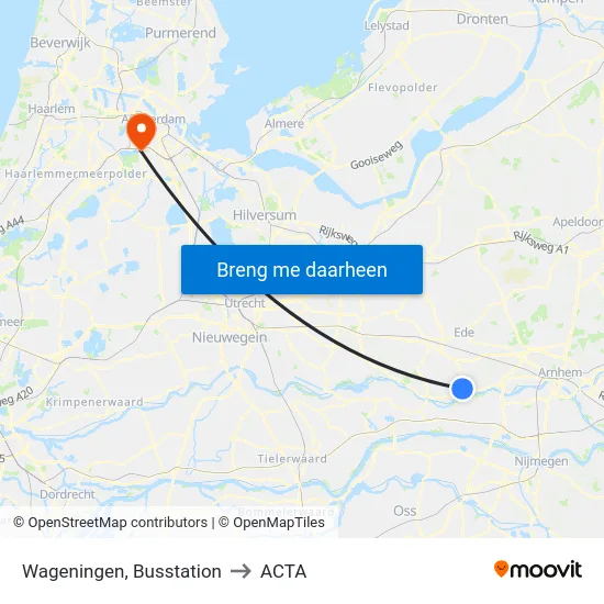 Wageningen, Busstation to ACTA map
