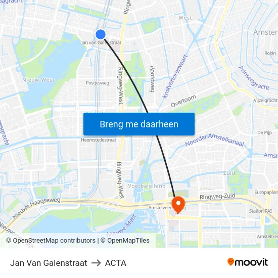 Jan Van Galenstraat to ACTA map