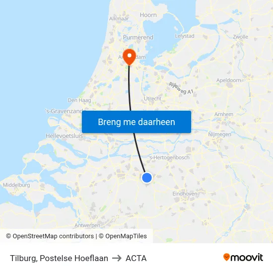 Tilburg, Postelse Hoeflaan to ACTA map