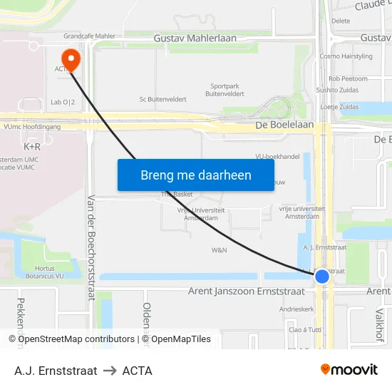 A.J. Ernststraat to ACTA map