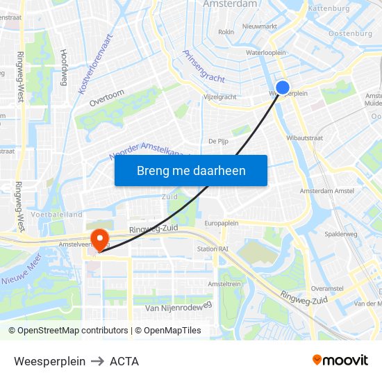 Weesperplein to ACTA map