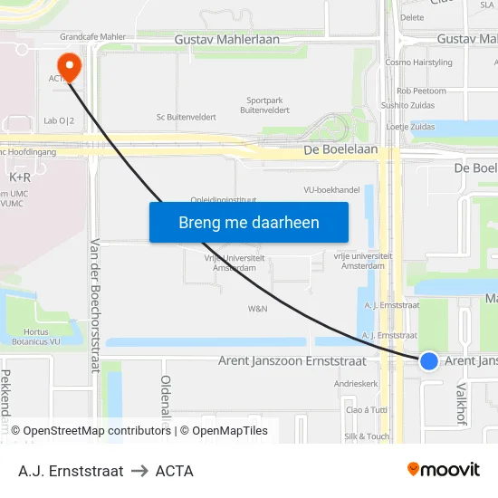A.J. Ernststraat to ACTA map