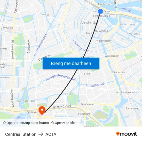 Centraal Station to ACTA map