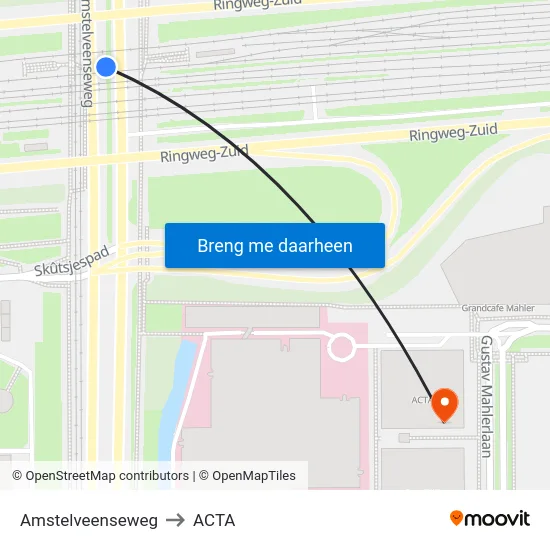 Amstelveenseweg to ACTA map