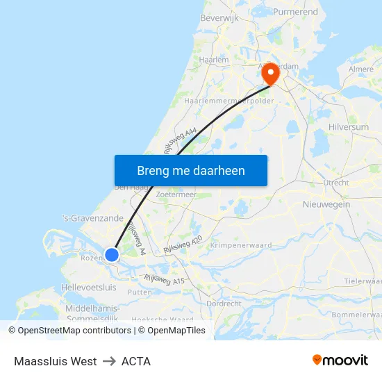 Maassluis West to ACTA map