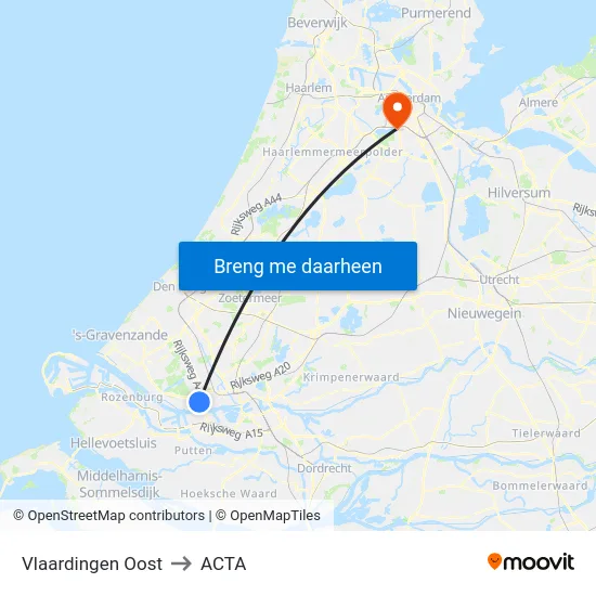 Vlaardingen Oost to ACTA map