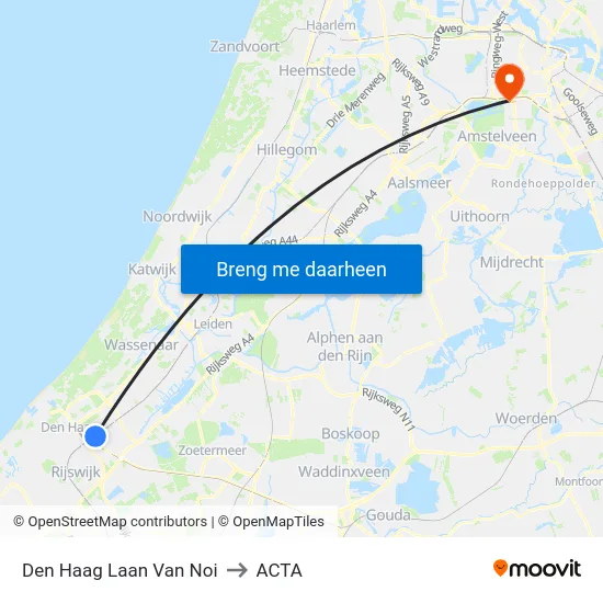 Den Haag Laan Van Noi to ACTA map