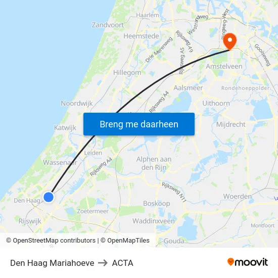 Den Haag Mariahoeve to ACTA map