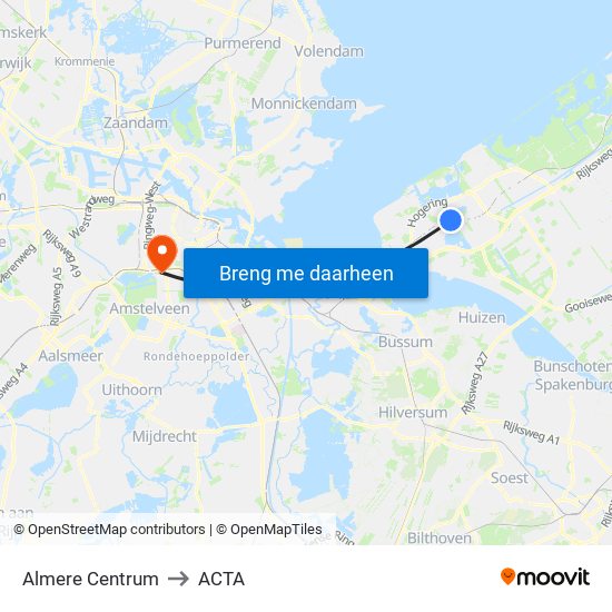 Almere Centrum to ACTA map