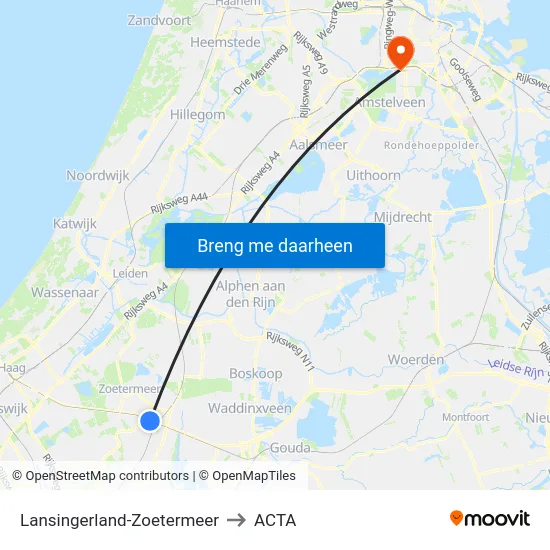 Lansingerland-Zoetermeer to ACTA map