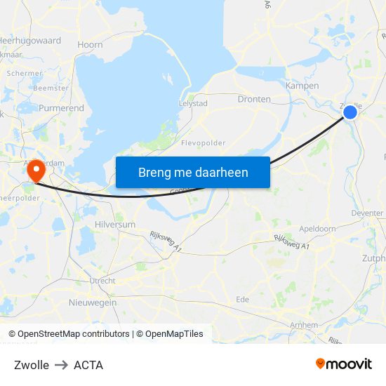 Zwolle to ACTA map