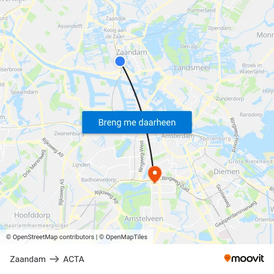 Zaandam to ACTA map