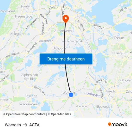 Woerden to ACTA map