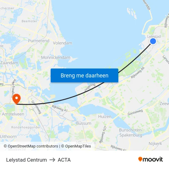 Lelystad Centrum to ACTA map