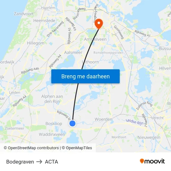 Bodegraven to ACTA map