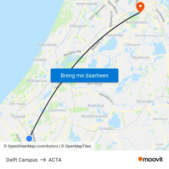Delft Campus to ACTA map