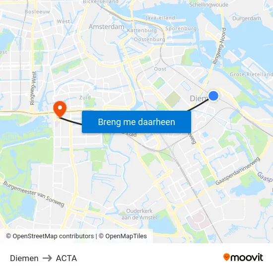 Diemen to ACTA map