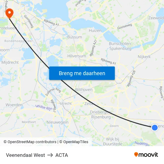 Veenendaal West to ACTA map
