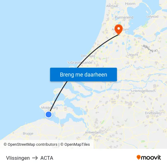 Vlissingen to ACTA map