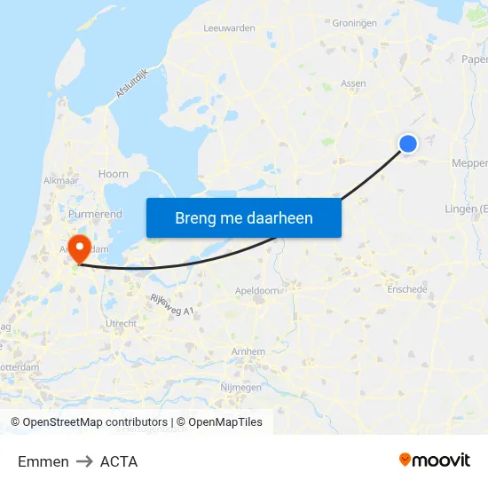 Emmen to ACTA map