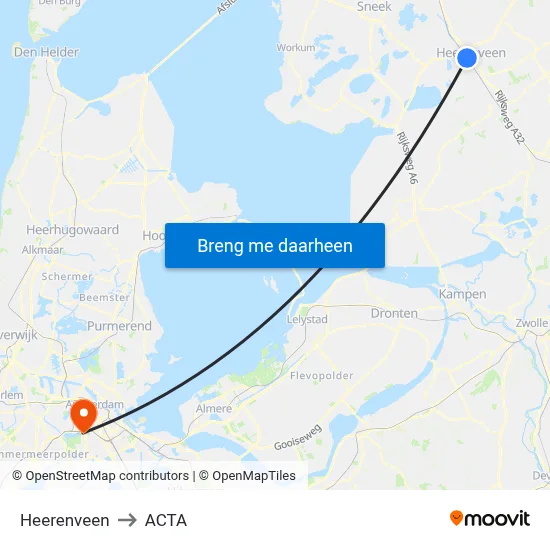 Heerenveen to ACTA map