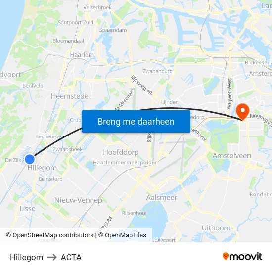 Hillegom to ACTA map