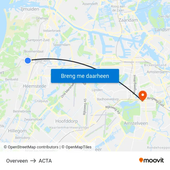 Overveen to ACTA map