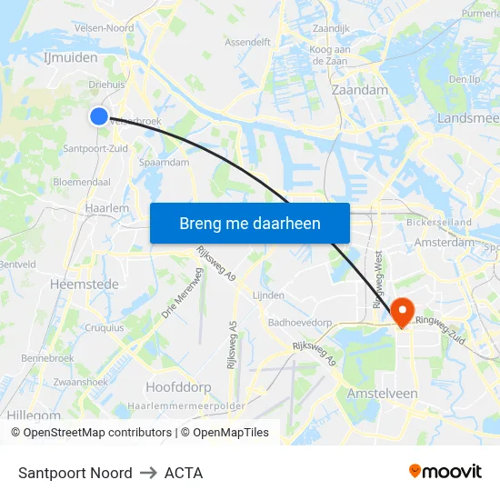 Santpoort Noord to ACTA map