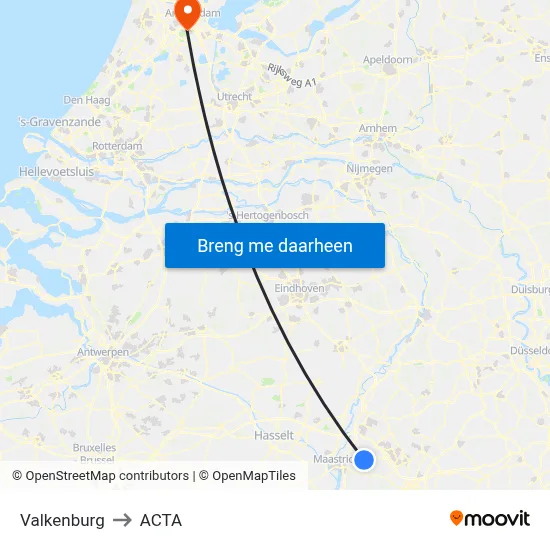 Valkenburg to ACTA map