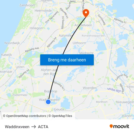 Waddinxveen to ACTA map