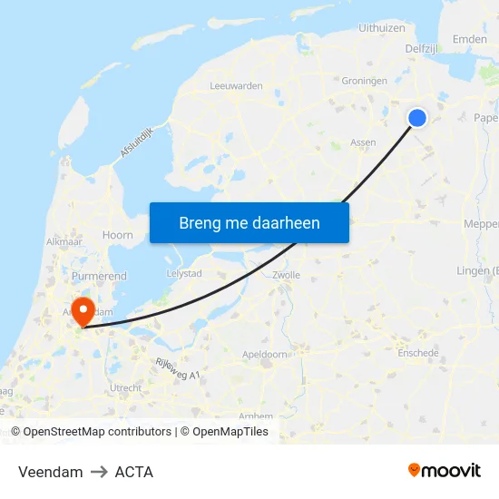 Veendam to ACTA map
