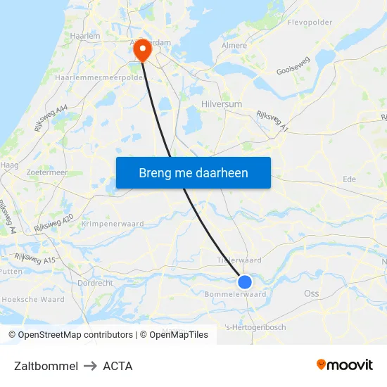 Zaltbommel to ACTA map