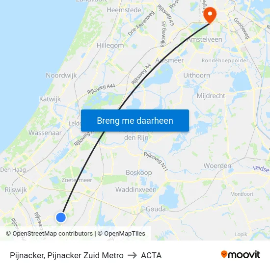 Pijnacker, Pijnacker Zuid Metro to ACTA map