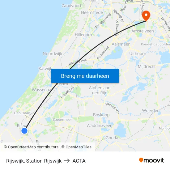 Rijswijk, Station Rijswijk to ACTA map