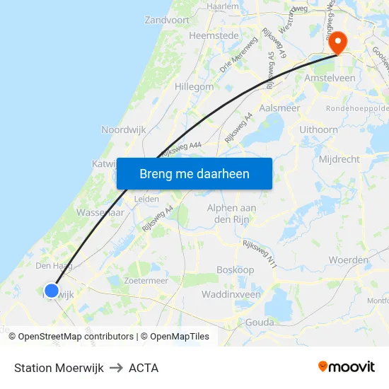 Station Moerwijk to ACTA map