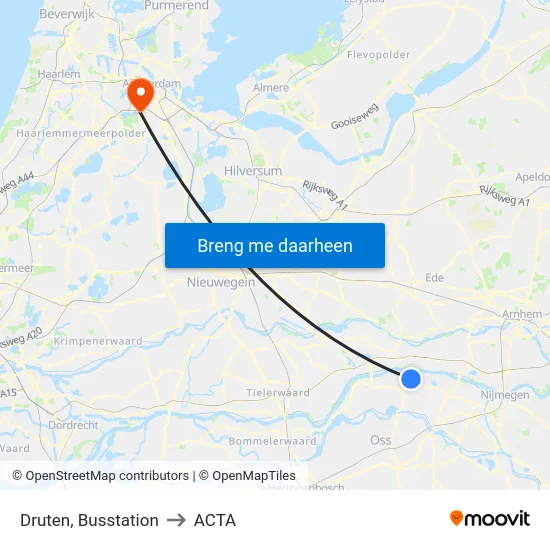 Druten, Busstation to ACTA map