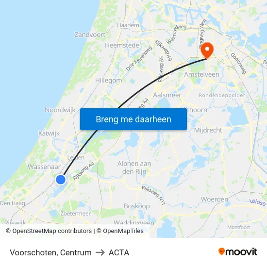 Voorschoten, Centrum to ACTA map