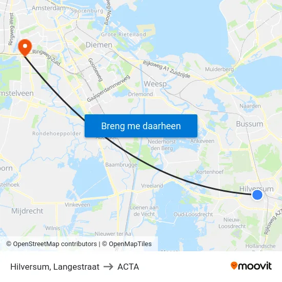 Hilversum, Langestraat to ACTA map