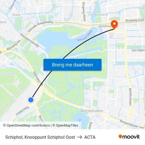 Schiphol, Knooppunt Schiphol Oost to ACTA map