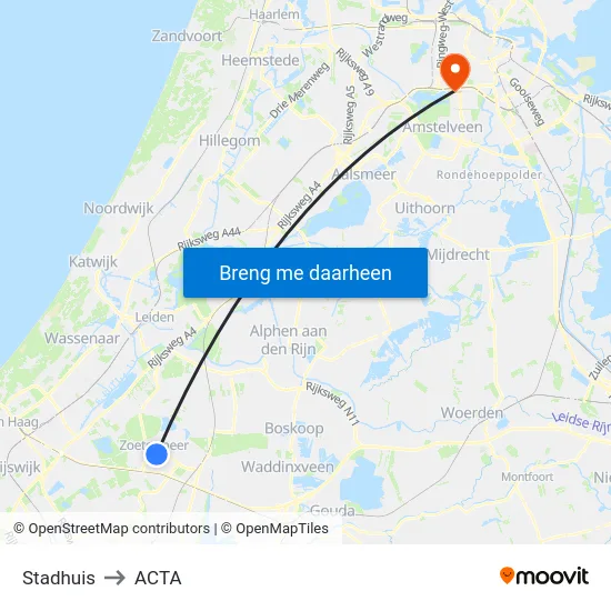 Stadhuis to ACTA map