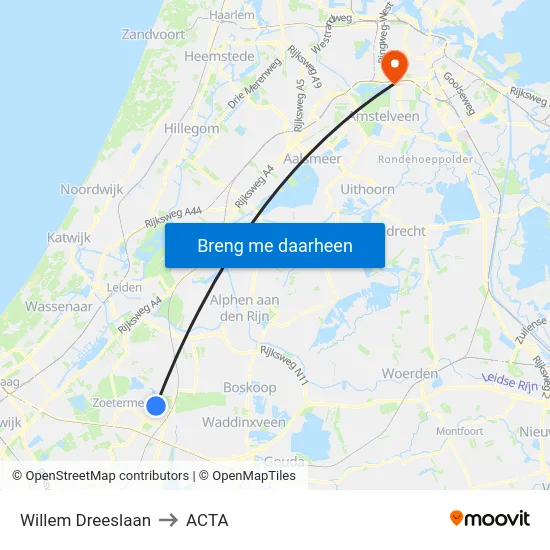 Willem Dreeslaan to ACTA map