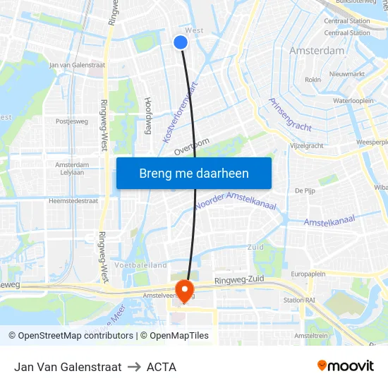 Jan Van Galenstraat to ACTA map