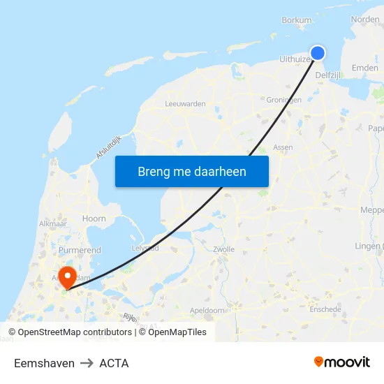 Eemshaven to ACTA map