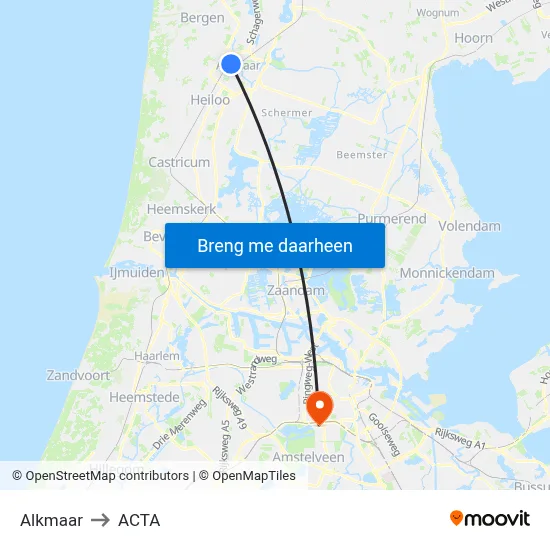 Alkmaar to ACTA map