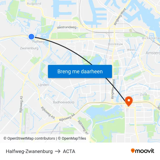 Halfweg-Zwanenburg to ACTA map