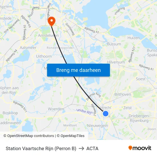 Station Vaartsche Rijn (Perron B) to ACTA map