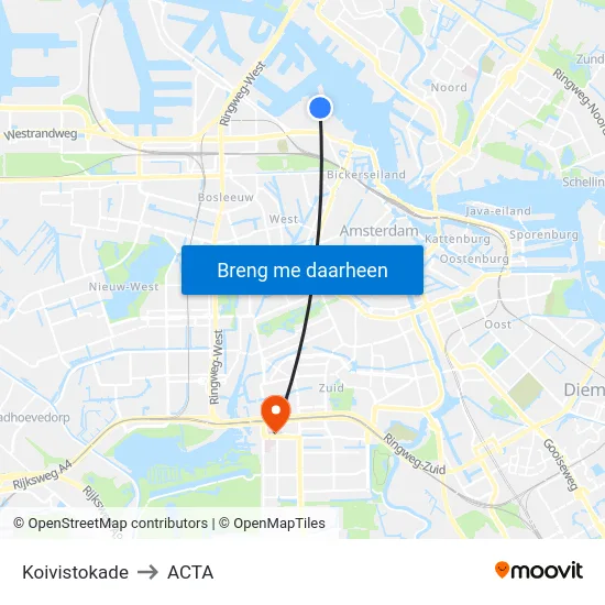 Koivistokade to ACTA map