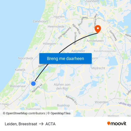 Leiden, Breestraat to ACTA map